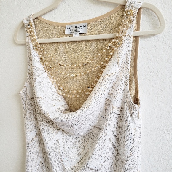 NWOT St. John Evening Off White Ivory Dress Gown - Picture 2 of 8